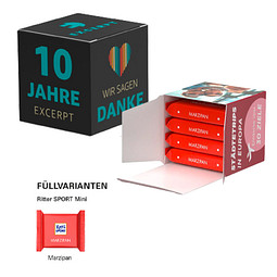 Werbewürfel, Ritter SPORT Mini Marzipan, inkl. Druck
