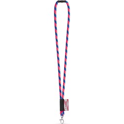 WISBECH. SET Lanyard TUBE Long (Ø 7 mm) mit 9 mm Schnappkarabiner und Ø 7 mm Sicherheitsverschluss, Rosa Hexachrome/Königsblau