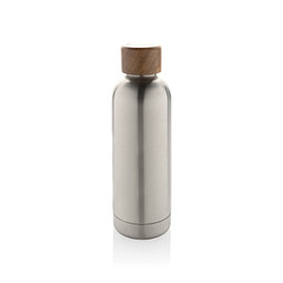 Wood Vakuumflasche aus RCS recyceltem Stainless-Steel, silber