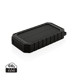 XD COLLECTION 10.000 mAh Solar-Powerbank mit 10W Wireless aus RCS Plastik, schwarz