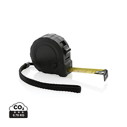 XD COLLECTION 3m/16mm Maßband mit Stop-Taste aus RCS recycelt. Kunststoff, schwarz