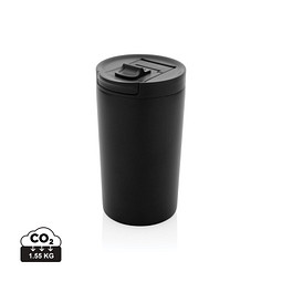XD COLLECTION Doppelwandiger Vakuum-Becher aus RCS recyceltem SS, schwarz