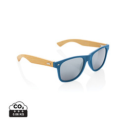 XD COLLECTION Sonnenbrille aus Bambus und RCS recyceltem Kunststoff, blau