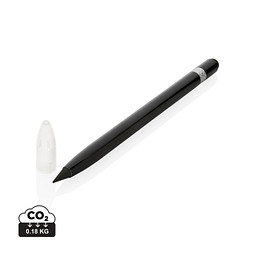 XD COLLECTION Tintenloser Stift aus Aluminium mit Radiergummi, schwarz