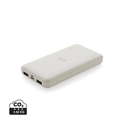 XD COLLECTION Wireless Powerbank aus RCS Standard recyceltem Kunststoff, weiß