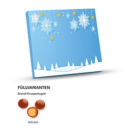 XS Adventskalender, Graspapier, Brandt Knusperkugeln Vollmilch, inkl. Druck