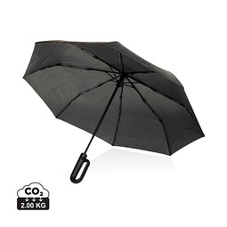 Yara 21“ AWARE™ rPET Regenschirm mit Karabiner, schwarz