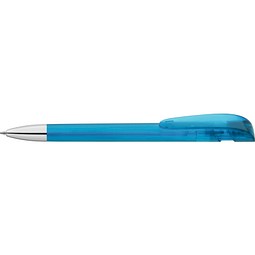 uma® Kugelschreiber YES SI transparent inkl. Metallspitze, hellblau