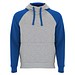 Badet zweifarbiger Kapuzenpullover für Kinder, heather grau / royalblau, 5/6