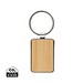 Eckiger Schlüsselring aus RCS rec. Zinklegierung mit Bambus, silber, braun