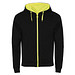 Fuji Kaputzensweatjacke Unisex, schwarz / Fluor Yellow, S