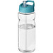 H2O Base Sportflasche mit Ausgussdeckel, 650 ml, transparent,aquablau