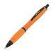 Druckkugelschreiber aus Kunststoff mit schwarzen Applikationen, blaue Mine, orange Druckkugelschreiber aus Kunststoff mit schwarzen Applikationen, blaue Mine, orange