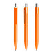 prodir® Druckkugelschreiber DS4 Soft Touch PRR Push, blaue Mine, orange/silber poliert