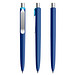 prodir® Druckkugelschreiber DS8 Soft Touch PSR Push, blaue Mine, klassikblau/silber satiniert/cyanblau