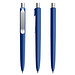 prodir® Druckkugelschreiber DS8 Soft Touch PSR Push, blaue Mine, klassikblau/silber satiniert