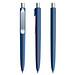 prodir® Druckkugelschreiber DS8 Soft Touch PSR Push, blaue Mine, dunkelblau/silber satiniert