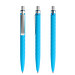prodir® Druckkugelschreiber QS01 Soft Touch PRS Push, blaue Mine, cyanblau/silber satiniert