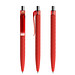 prodir® Druckkugelschreiber QS01 Soft Touch PRT Push, blaue Mine, rot/silber poliert