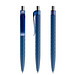 prodir® Druckkugelschreiber QS01 Soft Touch PRT Push, blaue Mine, dunkelblau/silber poliert