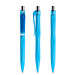 prodir® Druckkugelschreiber QS20 Soft Touch PRT Push, blaue Mine, cyanblau/silber poliert