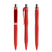 prodir® Druckkugelschreiber QS20 Soft Touch PRT Push, blaue Mine, rot/silber poliert