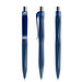 prodir® Druckkugelschreiber QS20 Soft Touch PRT Push, blaue Mine, dunkelblau/silber poliert