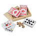 Spielkarten in Holzbox mit Würfel, beige