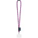 WATFORD. SET Lanyard TUBE Long (Ø 7 mm) mit 9 mm Auslösekarabiner, Ø 7 mm Sicherheitsverschluss und 91 x 68 mm starrem Ausweis-/Kartenhalter, Rosa Hexachrome/Königsblau