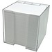 Zettelbox 10 x 10 x 10 cm mit Schreibgeräteköcher, transparent