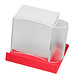Smartphone-/Tabletständer mit Zettelbox, transparent/rot