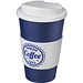 Americano® 350 ml Isolierbecher mit Schutzring & auslaufsicherem Schraubverschluss, blau/weiß