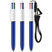 BIC® 4 Colours® Kugelschreiber + Umhängeband Weiß/Marineblau