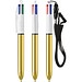 BIC® 4 Colours® Shine mit Lanyard-Kugelschreiber Weiß/Gold