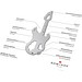 Geschenkartikel: ROMINOX® Key Tool Guitar / Gitarre (19 Funktionen) im Motiv-Mäppchen Werkzeug, silber