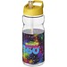 H2O Base Sportflasche mit Ausgussdeckel, 650 ml, transparent,gelb