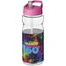 H2O Base Sportflasche mit Ausgussdeckel, 650 ml, transparent,rosa