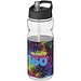 H2O Base Sportflasche mit Ausgussdeckel, 650 ml, transparent,schwarz