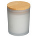 Kerze in gefrostetem Glas mit Bambusdeckel, transparent