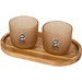 Male Set aus Holztablett und Glastassen, matt, oatmeal