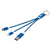 Metal 4-in-1 Ladekabel aus recyceltem Aluminium mit Schlüsselanhänger, royalblau