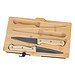 Praktisches Bambus-Schneidebrett mit zwei Messern für unterwegs