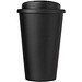 Americano® Eco 350 ml recycelter Becher mit auslaufsicherem Deckel, schwarz/schwarz