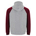 Badet zweifarbiger Kapuzenpullover Unisex, heather grau / Garnet, 3XL