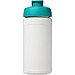 Baseline® Plus 500 ml Sportflasche mit Klappdeckel, weiß/aquablau