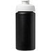 Baseline® Plus grip 500 ml Sportflasche mit Klappdeckel, schwarz/weiß