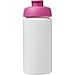 Baseline® Plus grip 500 ml Sportflasche mit Klappdeckel, weiß/rosa