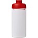 Baseline® Plus grip 500 ml Sportflasche mit Klappdeckel, weiß/rot