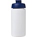Baseline® Plus grip 500 ml Sportflasche mit Klappdeckel, weiß/blau