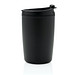 GRS recycelter PP-Becher mit Flip-Deckel, schwarz
